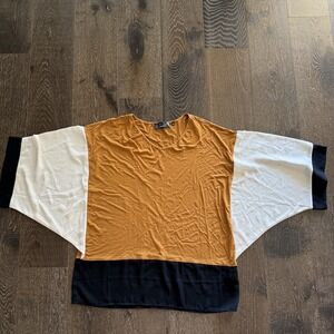P. Luca Milano Colorblock Blouse Top Size XL Kimono Sleeves  Artsy‎ Statement